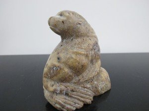 Inuit Soapstone Seal Carving - Signed Art Piece