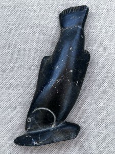 Inuit Soapstone Salmon Fish Carving Sculpture