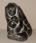 Inuit Stone Hunter with Seal Carving - 8" Tall