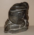 Inuit Stone Hunter with Seal Carving - 8" Tall
