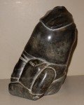 Inuit Stone Hunter with Seal Carving - 8" Tall