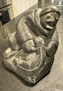 Inuit Stone Carving: Hunter with Fish, 1993