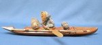 Inuit Soapstone Kayak Hunter Carving - Signed