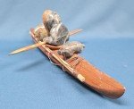Inuit Soapstone Kayak Hunter Carving - Signed