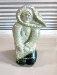 Hand Carved Green Soapstone Inuit Figures by Mary