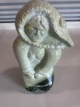 Hand Carved Green Soapstone Inuit Figures by Mary