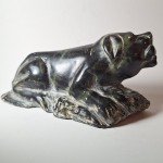 Vintage Inuit Stone Carving in Black and Green