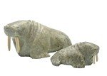 Inuit Stone Carving: Walrus Mom and Baby