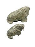 Inuit Stone Carving: Walrus Mom and Baby