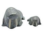 Inuit Stone Carving: Walrus Mom and Baby