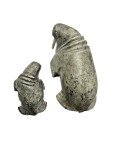 Inuit Stone Carving: Walrus Mom and Baby