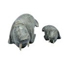 Inuit Stone Carving: Walrus Mom and Baby