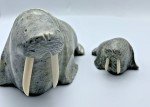 Inuit Stone Carving: Walrus Mom and Baby