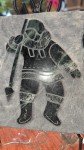 David Bernett Inuit Hunter Green Marble Sculpture