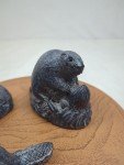 Inuit Soapstone Carving: Wolf and Beaver Family