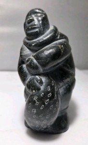 Inuit Soapstone Seal Hunter Carving - 5 Inches