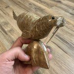 Soapstone Etched Walrus Inuit Art Carving