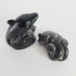 Handmade Soapstone Cat and Dolphin Sculptures