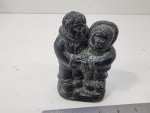 Wolf Soapstone Carving - Inuit Couple Sculpture