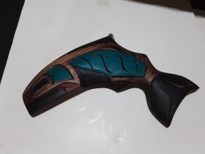 Inuit Cedar Salmon Wall Art by Dora Edwards