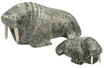 Inuit Stone Carving: Walrus Mother and Calf