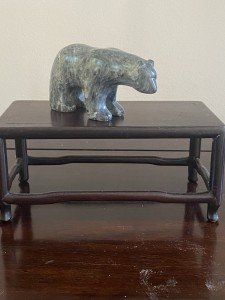 Authentic Inuit Carved Serpentine Polar Bear Sculpture