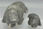 Inuit Stone Carving: Walrus Mother and Calf