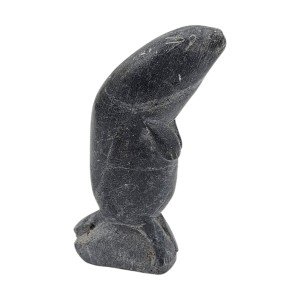 Inuit Soapstone Seal Carving - 5" Signed Art