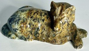Signed Alaskan Inuit Stone Coyote Sculpture "Luke