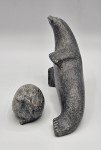 Inuit Hand-Carved Soapstone Mother and Baby Seal