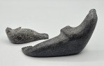 Inuit Hand-Carved Soapstone Mother and Baby Seal