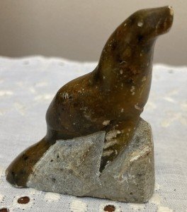 R. Powers Signed Inuit Stone Seal Sculpture