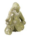 Hand-Carved Green Stone Inuit Seated Figure Sculpture