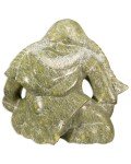 Hand-Carved Green Stone Inuit Seated Figure Sculpture