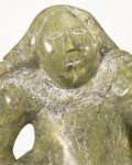 Hand-Carved Green Stone Inuit Seated Figure Sculpture
