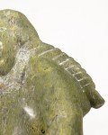 Hand-Carved Green Stone Inuit Seated Figure Sculpture