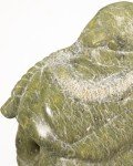 Hand-Carved Green Stone Inuit Seated Figure Sculpture
