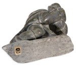 Hand-Carved Inuit Soapstone Figure with Baby