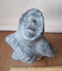 Inuit Stone Carving: 'Kneeling Woman' Sculpture