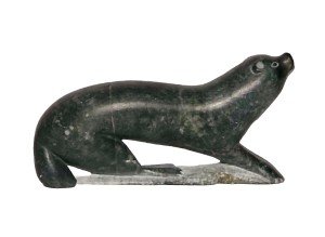 Hand-Carved Vintage Inuit Soapstone Otter Sculpture