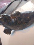 Hand-Carved Inuit Marble Seal Sculpture - Signed