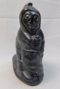 Vintage Eskimo Soapstone Art Carving Statue 4.5