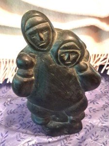 Father and Child Inuit Stone Sculpture