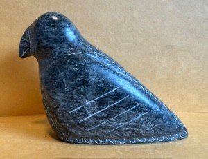 Signed Inuit Bird Soapstone Sculpture Carving