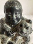 Inuit Wolf Sculpture with Pups - Hand Carved