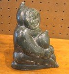 Hand-Carved Inuit Jade Eskimo with Baby Seal