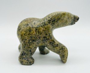 Inuit Soapstone Walking Bear Carving, Signed