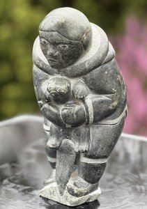 Inuit Soapstone Hunter with Sea Otter Sculpture
