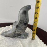 Large Vintage Signed Inuit Soapstone Seal Carving
