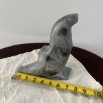 Large Vintage Signed Inuit Soapstone Seal Carving
